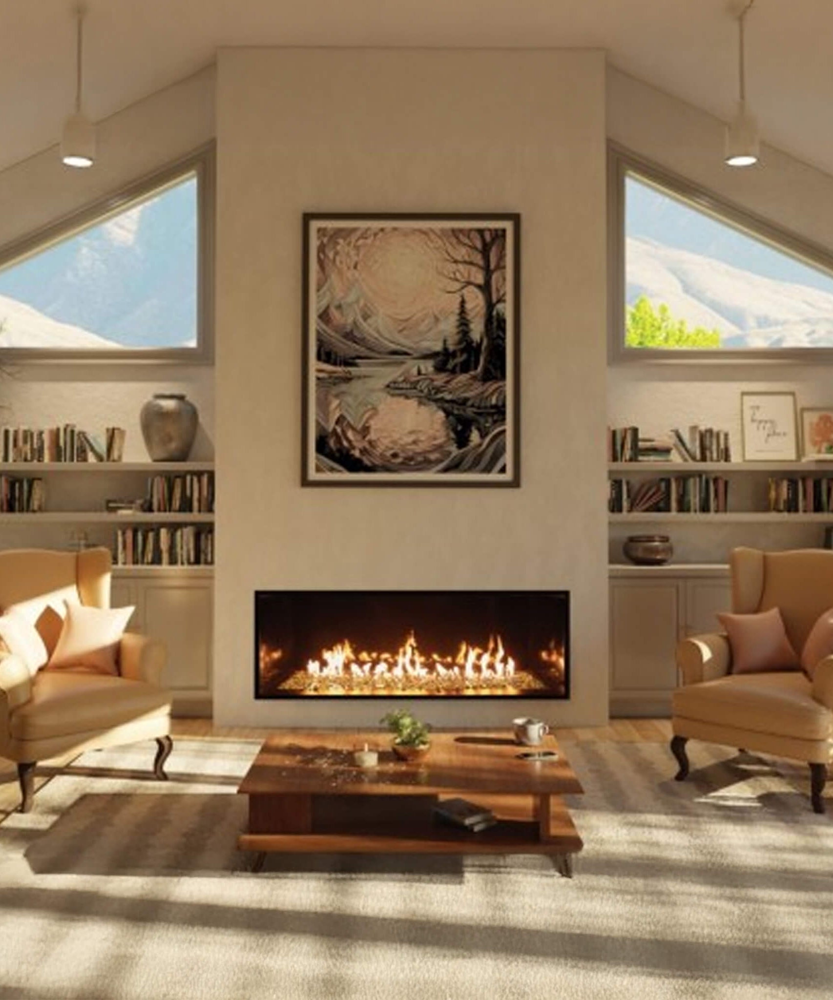 Summit 72-Inch Linear Fireplace With Bedrock [SML-72BR] (SAK92081)