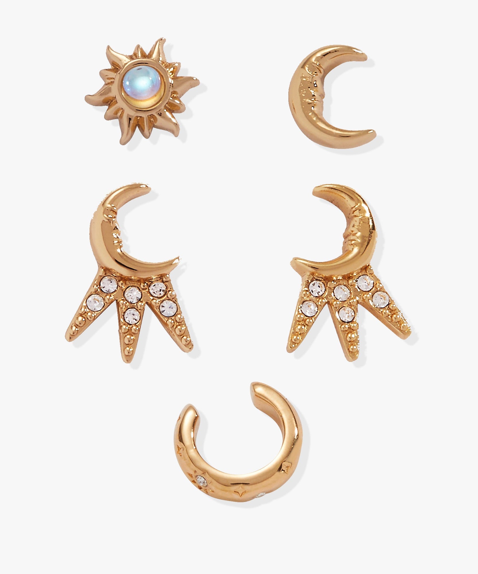 Sun & Moon 2 Studs & Earring Cuff Set