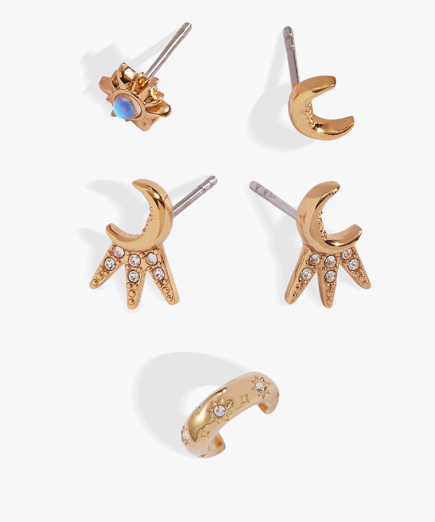 Sun & Moon 2 Studs & Earring Cuff Set