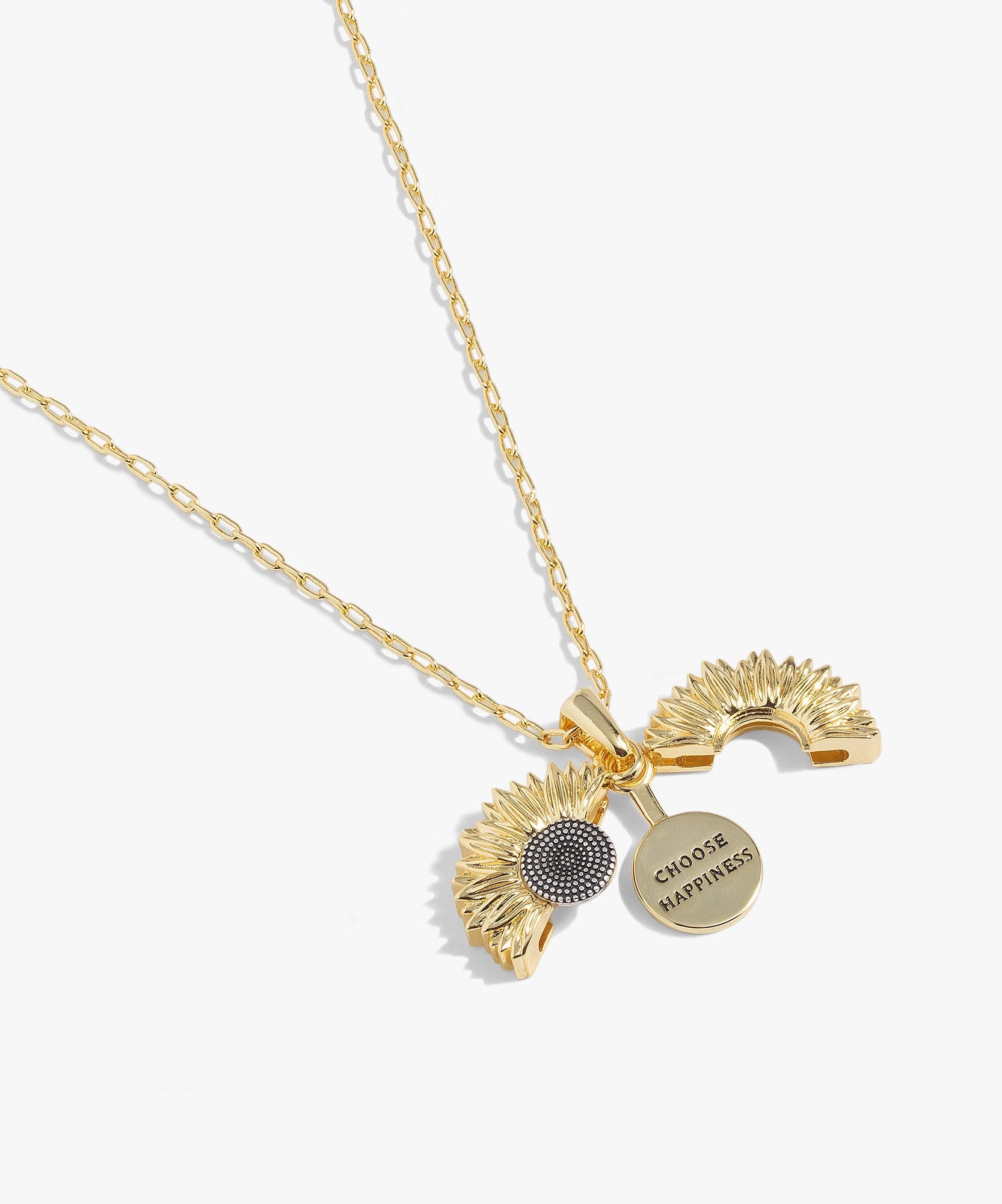 Sunflower 'Choose Happiness' Mantra Necklace