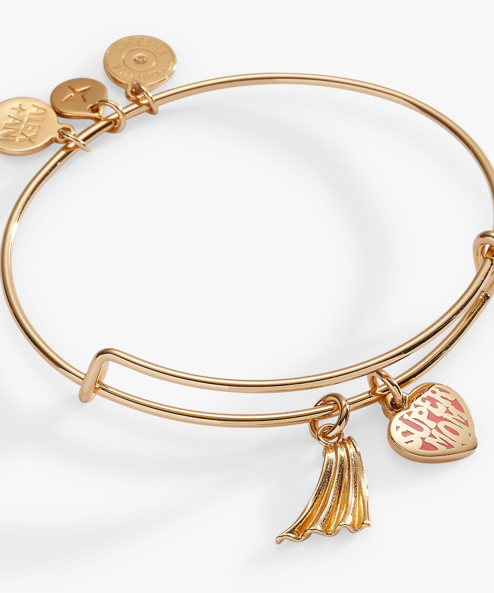 'Super Mom' Heart and Cape Charm Bangle