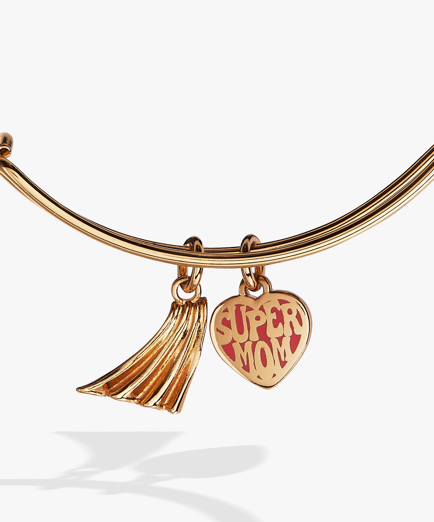 'Super Mom' Heart and Cape Charm Bangle