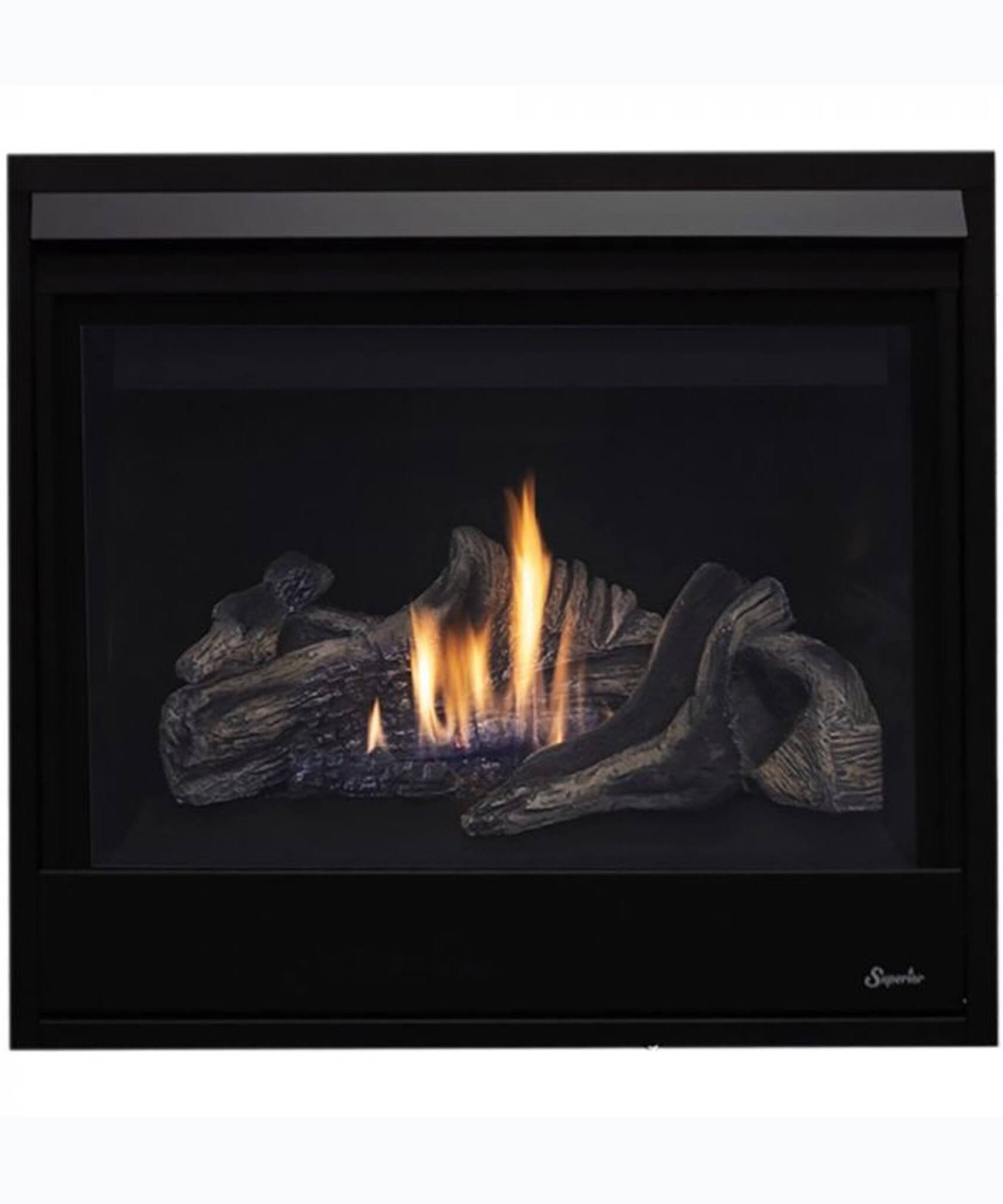 Superior Fireplaces 40-Inch Contemporary Black Glass Direct Vent Natural Gas Fireplace With Battery Back Up [DRC3040DEN-B] (SAK40523)