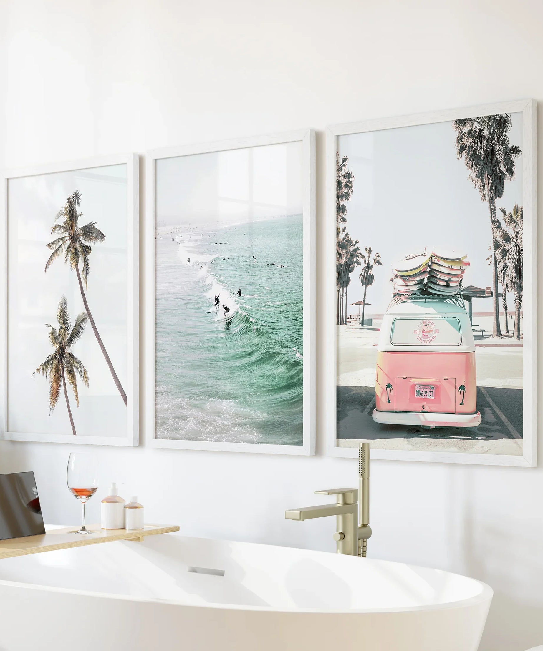 Tropical Beach Wall Art Set. Modern Coastal Surfing Prints