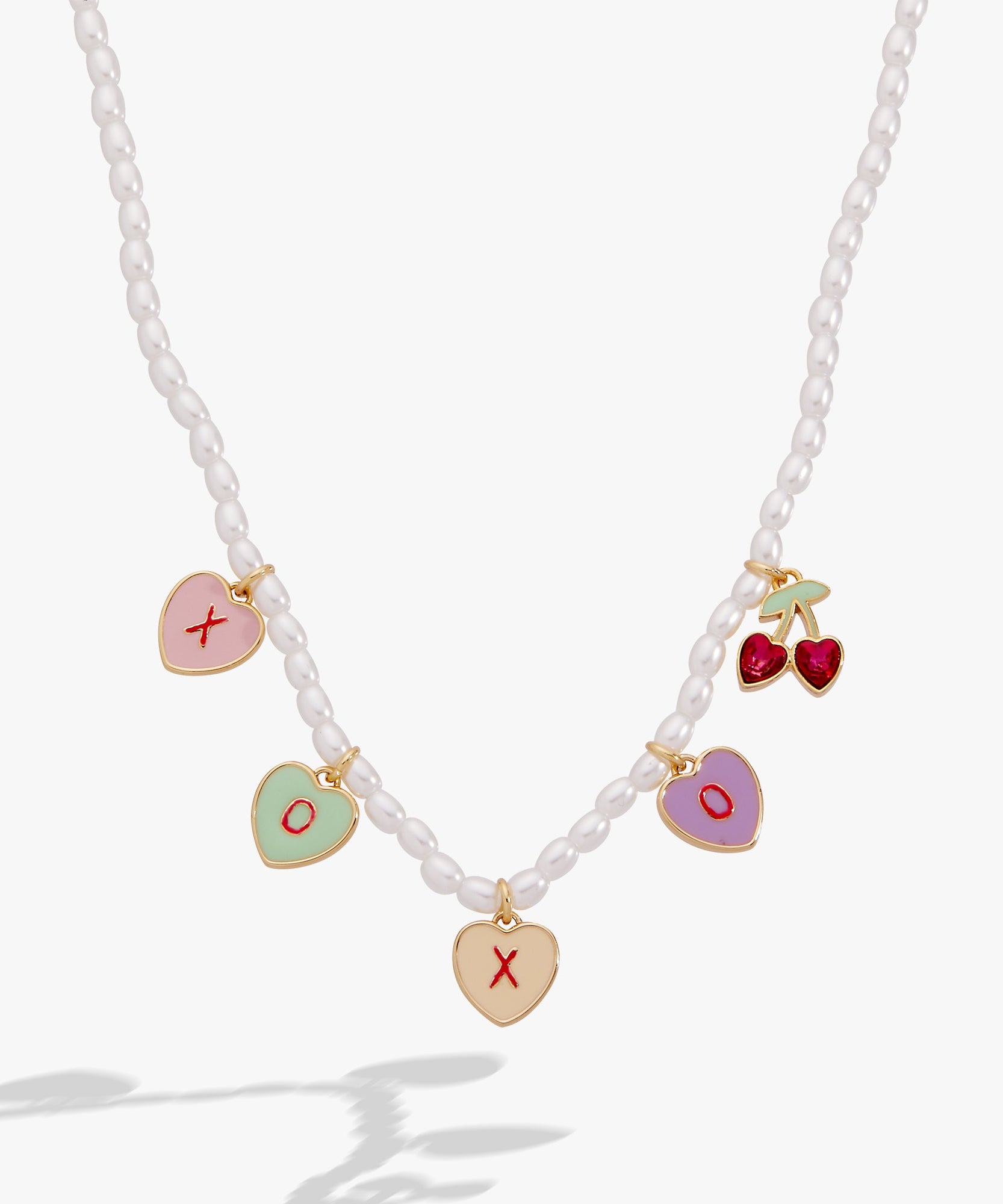 Sweethearts® ‘XOXO’ Heart Charm Pearl Beaded Necklace