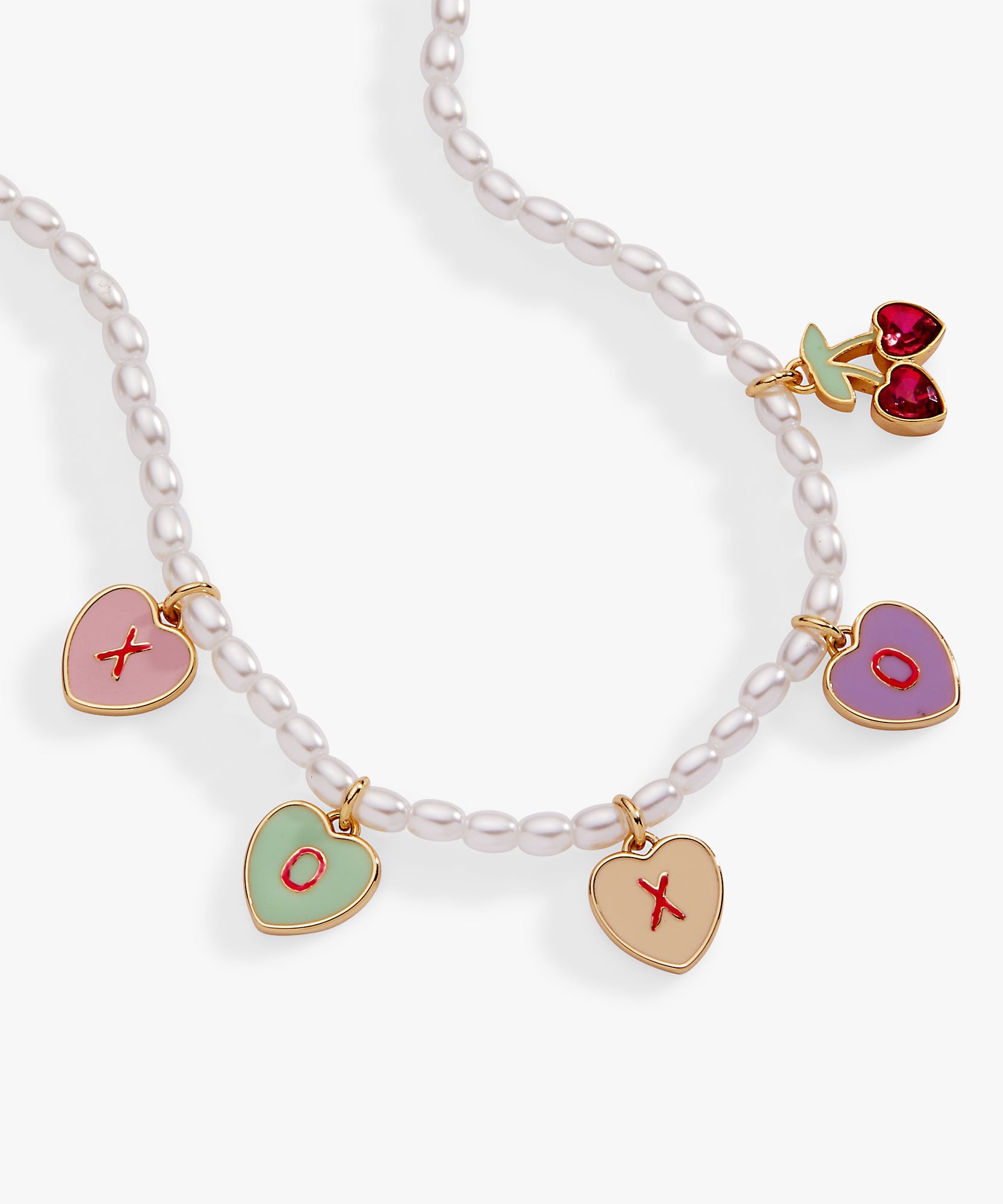 Sweethearts® ‘XOXO’ Heart Charm Pearl Beaded Necklace