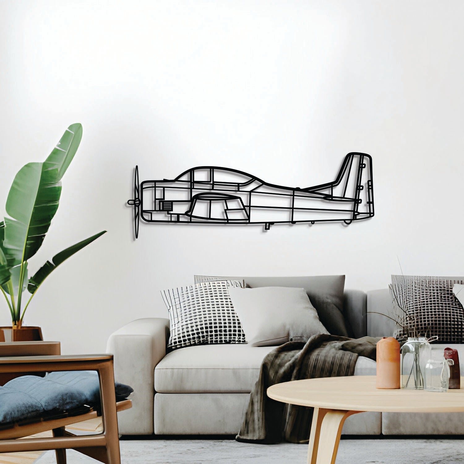 T-28 Trojan Metallflugzeug Wandkunst - NCP0602