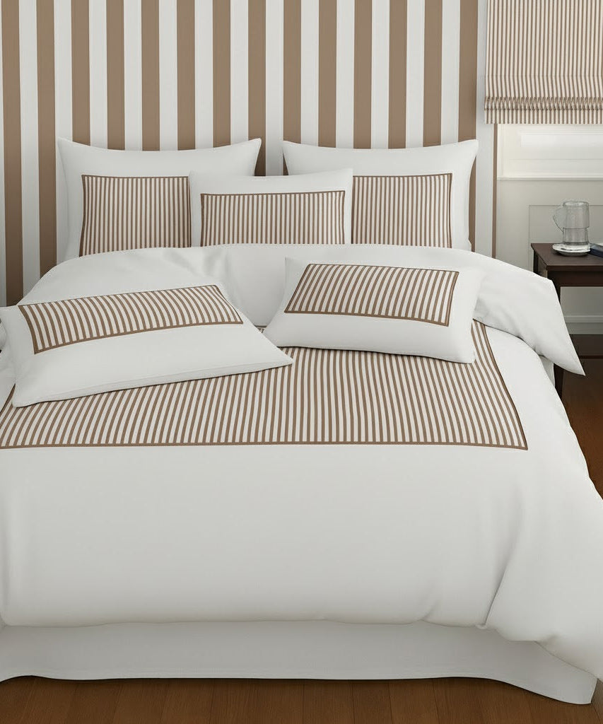 Classic Applique Ticking Stripe Cotton Duvet Cover Set