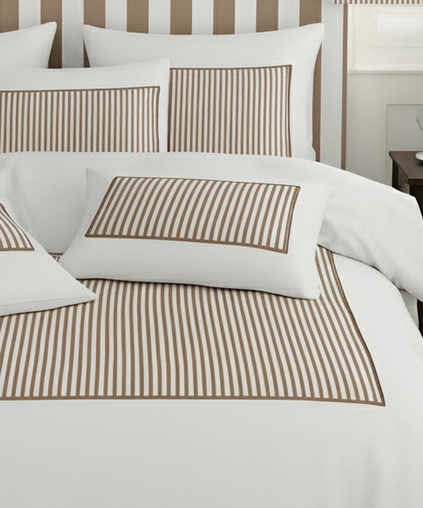 Classic Applique Ticking Stripe Cotton Duvet Cover Set