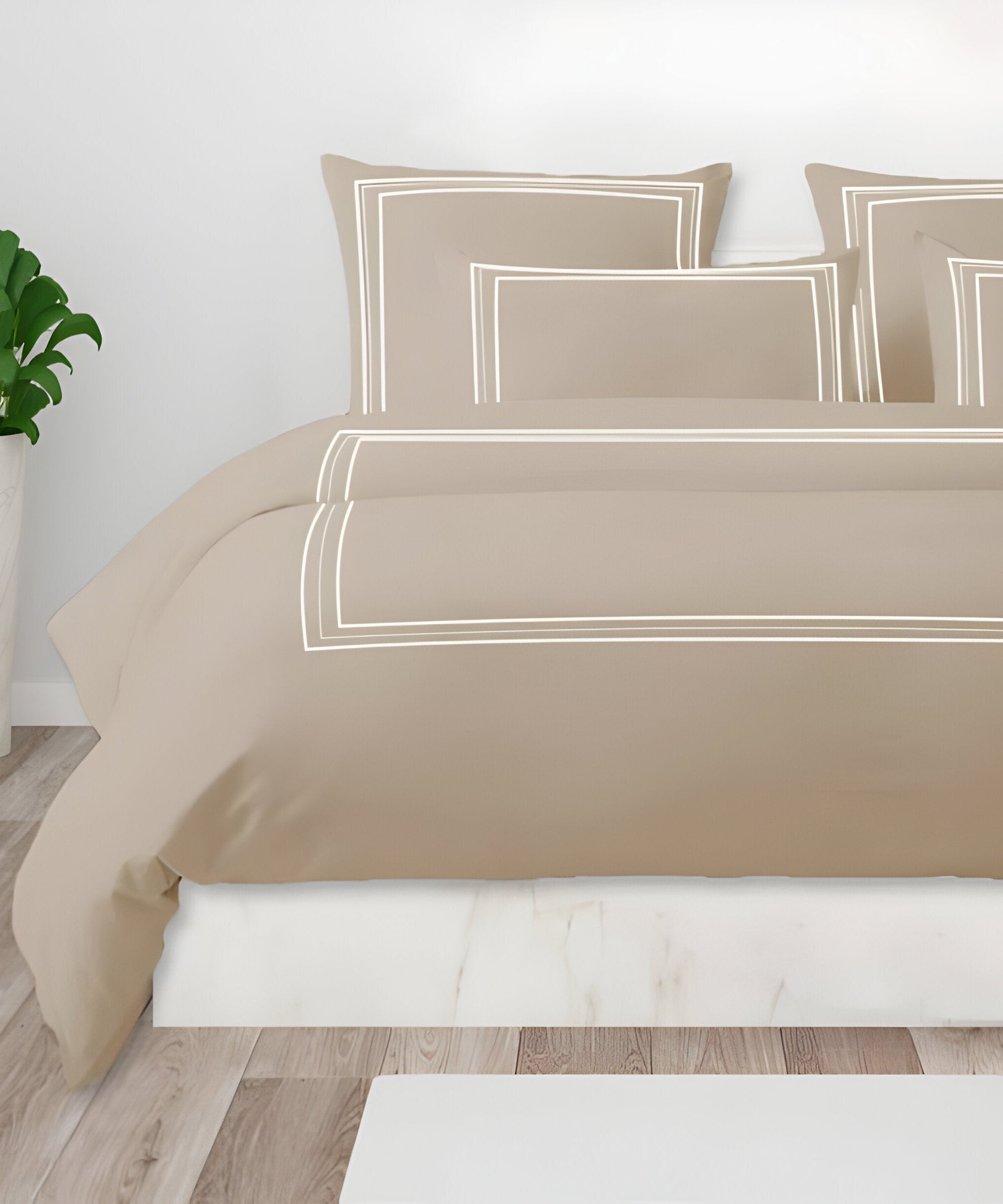 400TC Cotton Classic Luxurious Embroidery Sateen Solid Duvet Cover Set