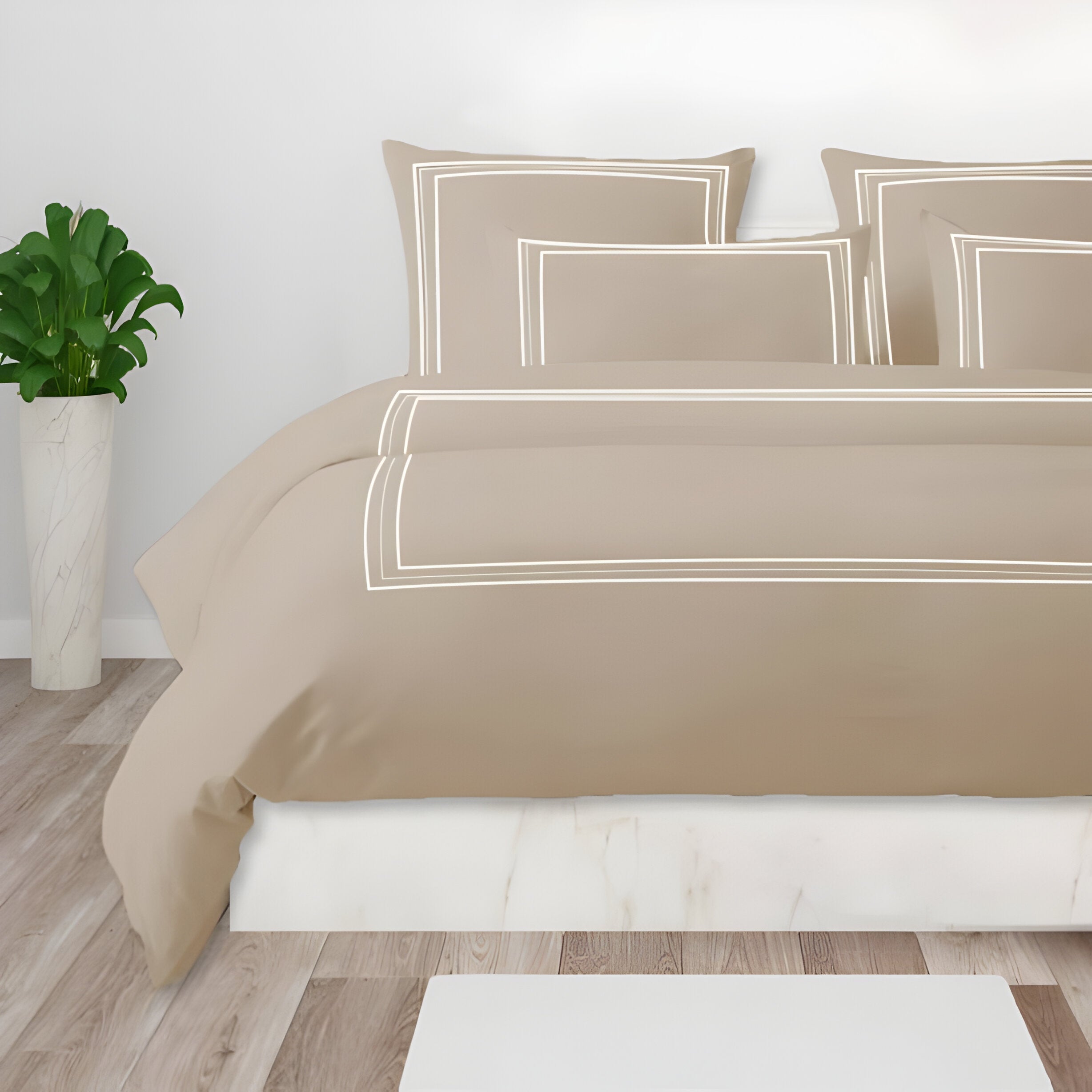 400TC Cotton Classic Luxurious Embroidery Sateen Solid Duvet Cover Set