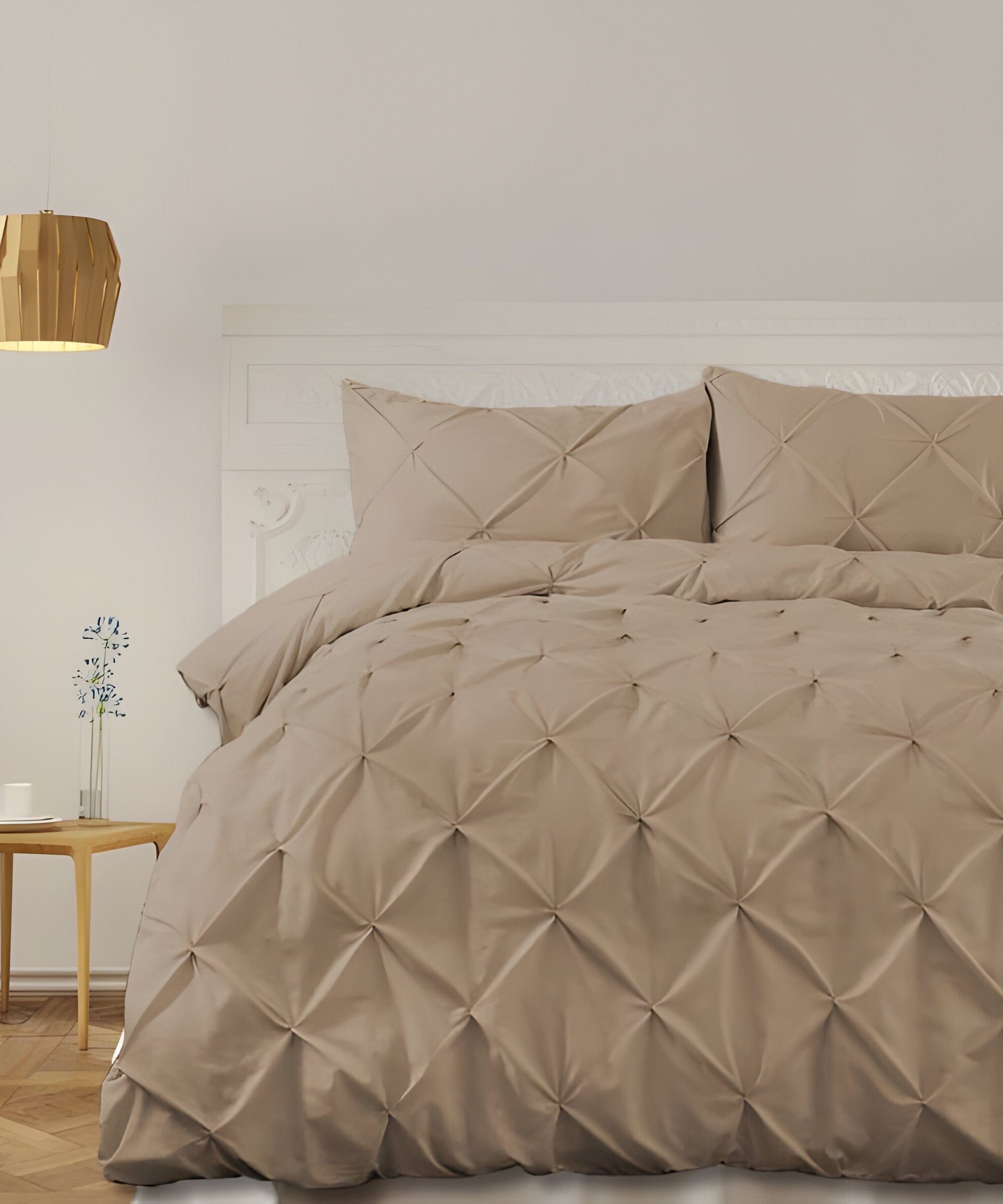 400TC Cotton Pintuck Sateen Solid Duvet Cover Set