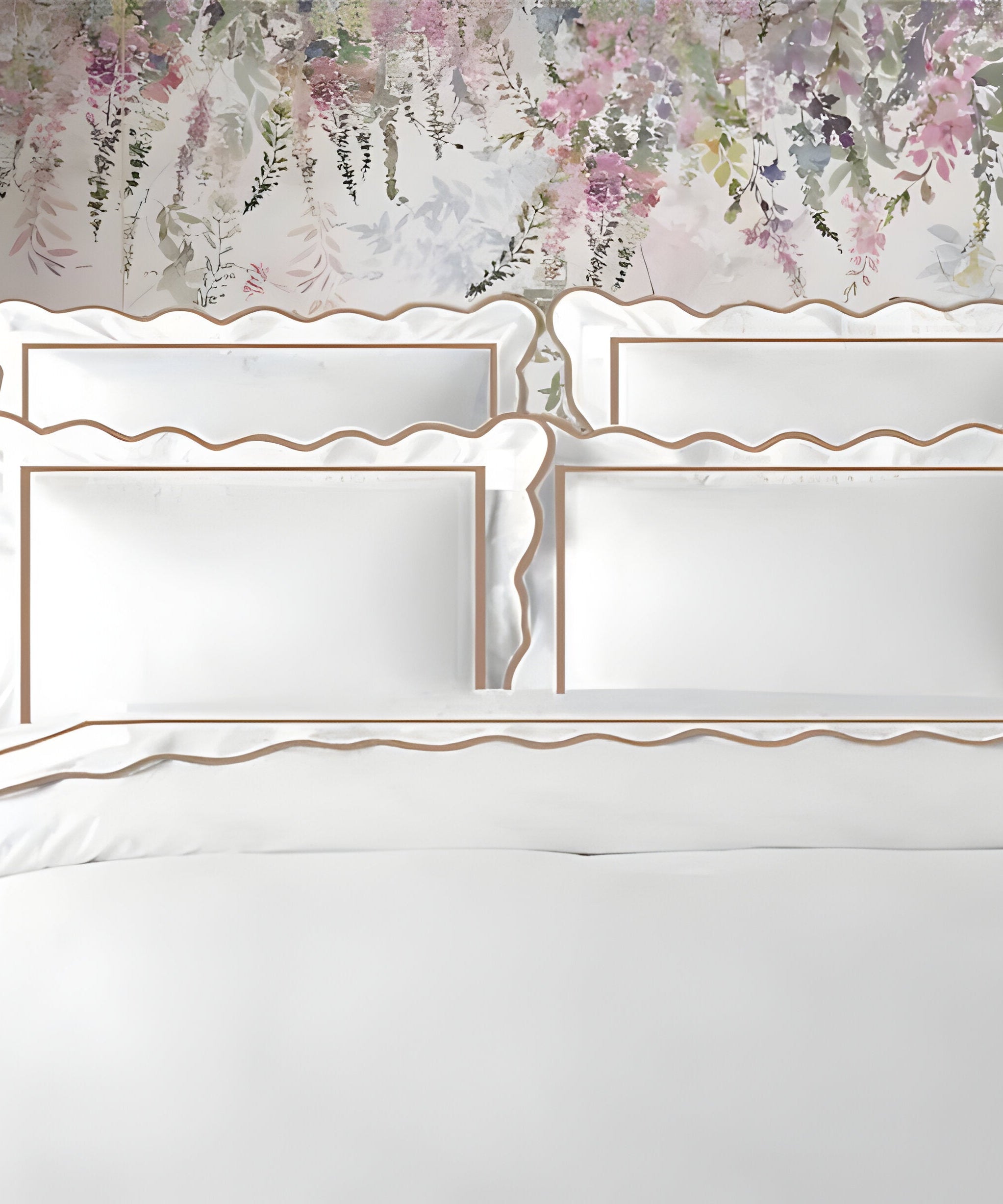 400TC Cotton Scallop Embroidery & Border Sateen Solid Duvet Cover Set