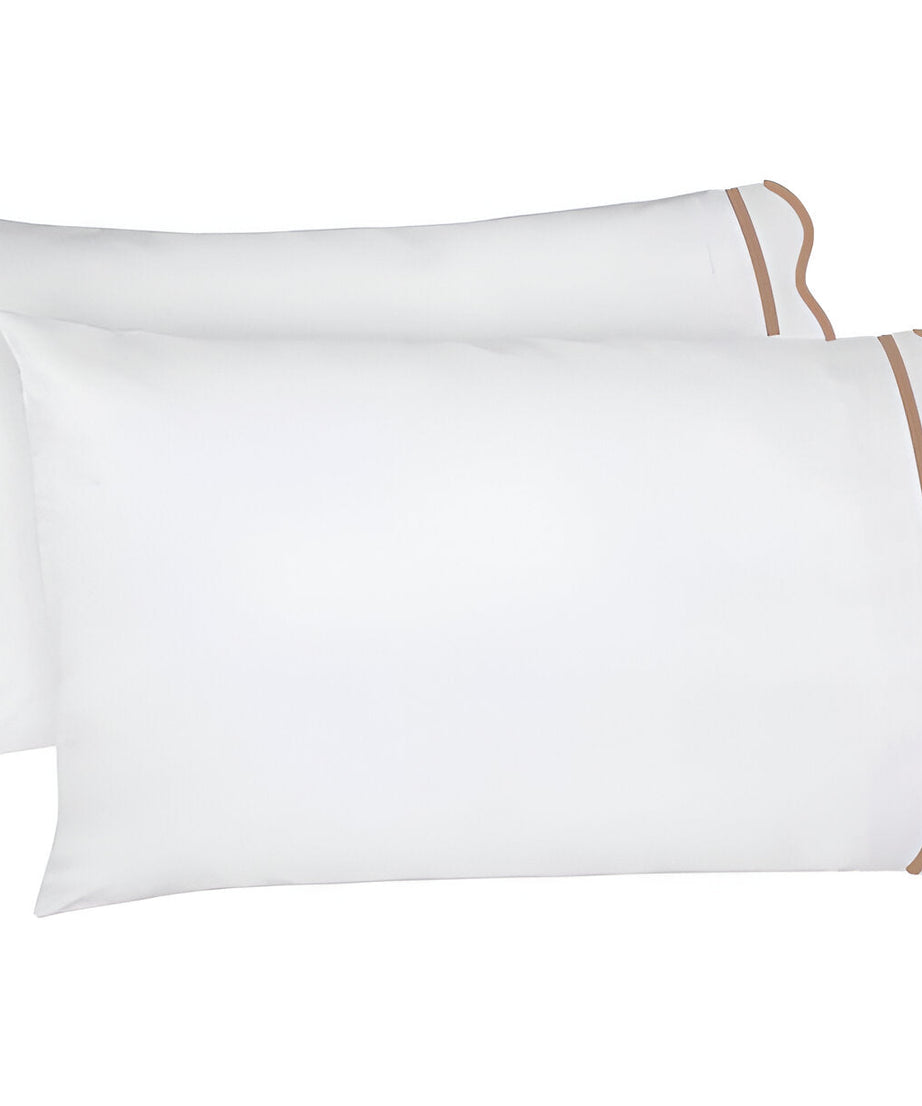 400TC Cotton Scallop Embroidery & Border Sateen Solid Pillowcases (Set Of 2)