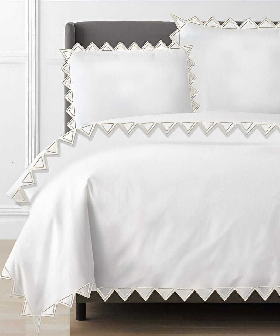 Ashley 400TC Cotton Traingle Embroidery Sateen Solid Duvet Cover Set
