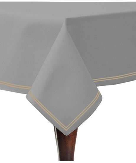 Double Embroidery Border Sateen Cotton Solid Table Cloth - Light Grey