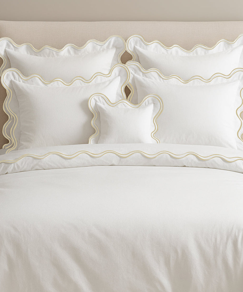 400TC Cotton Sateen Luxurious Double Scalloped Duvet Cover Set