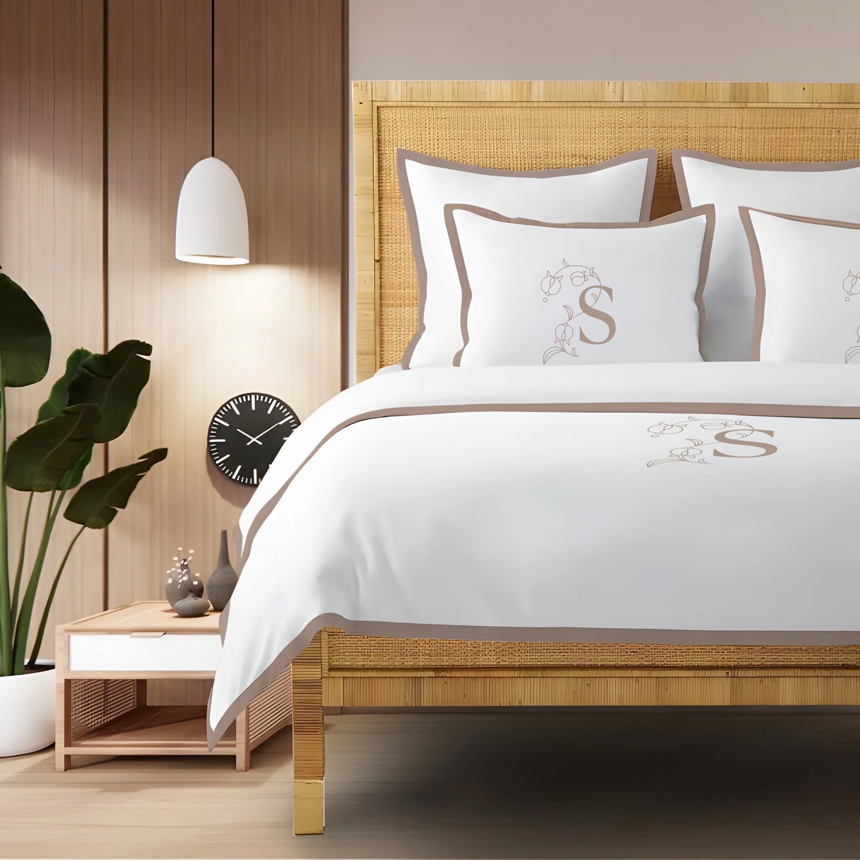 Monogram 400TC Cotton Sateen Edge Border Frame Duvet Cover set