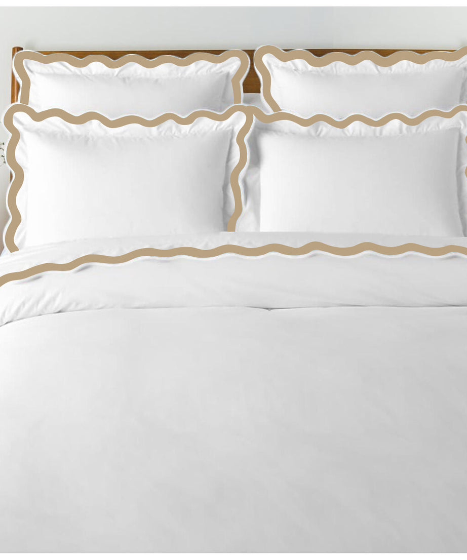 400TC Applique Scalloped Embroidery Cotton Duvet Cover Set