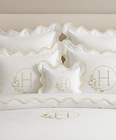 Monogram Cotton Luxurious Double Scallop Duvet Cover