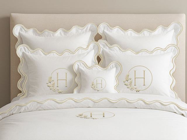 Monogram Cotton Luxurious Double Scallop Duvet Cover