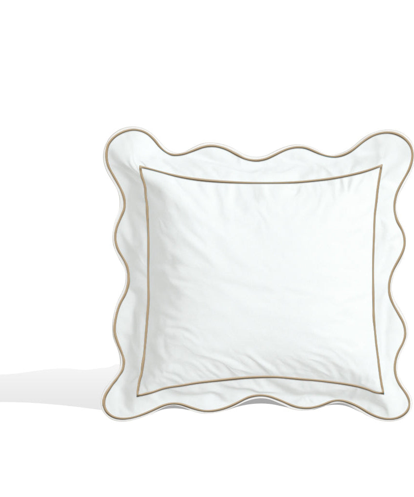 Monogram 400TC Cotton Scallop Embroidery & Border Sateen Solid Euro Sham