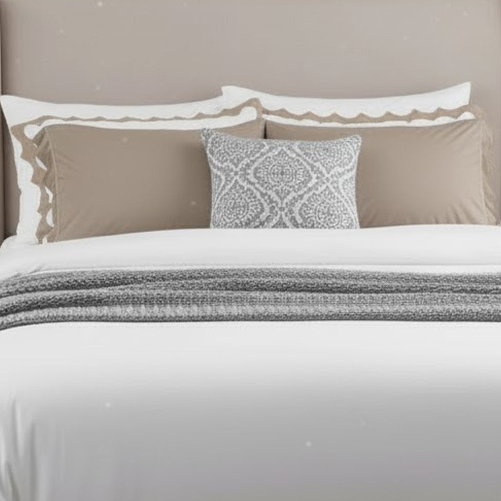 Reverse Scalloped Applique Embroidery Cotton Duvet Cover Set
