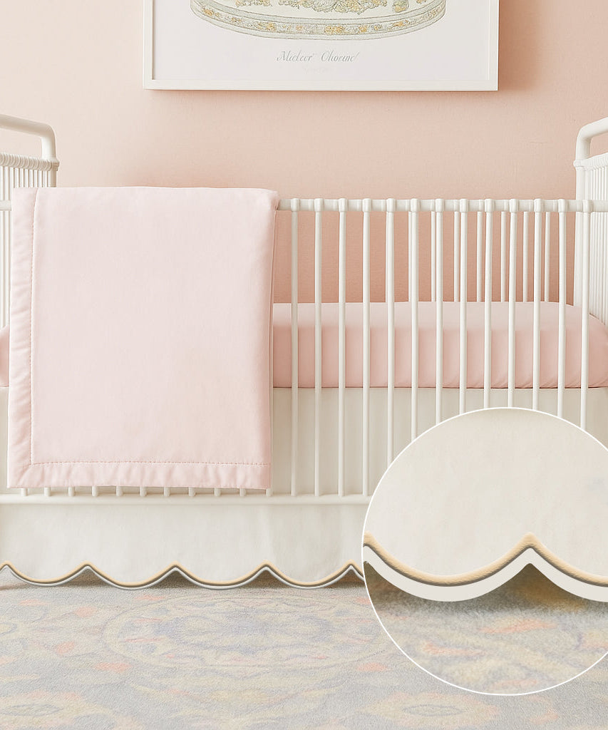 Scallop Embroidery Cotton Crib Skirt