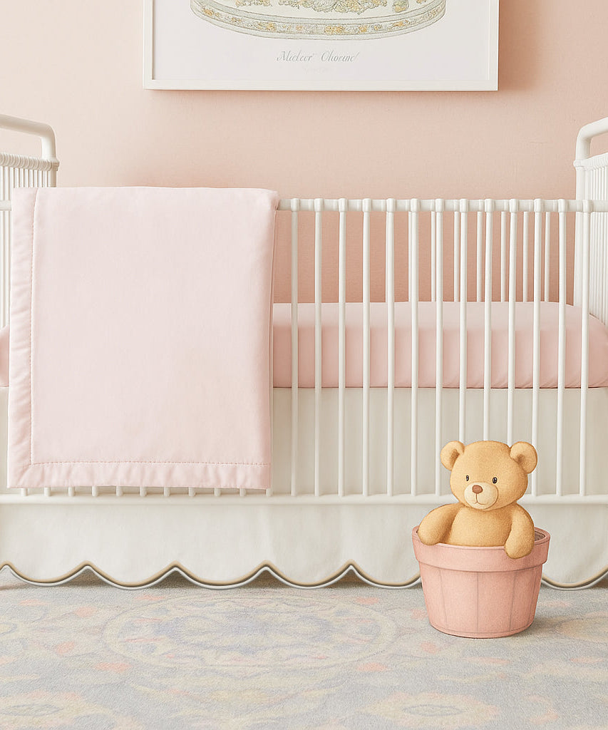 Scallop Embroidery Cotton Crib Skirt
