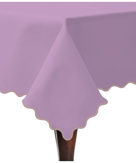 Scallop Embroidery Sateen Cotton Solid Table Cloth - Lilac