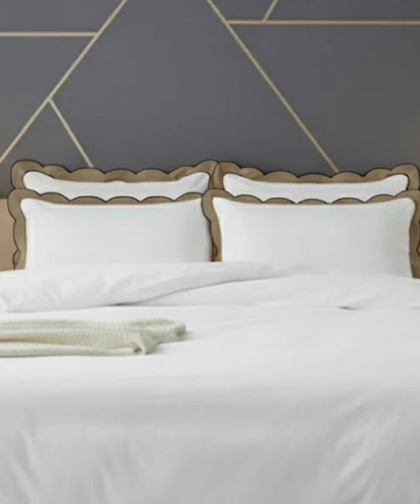 Scalloped & Wavy Applique Embroidery Cotton Duvet Cover Set