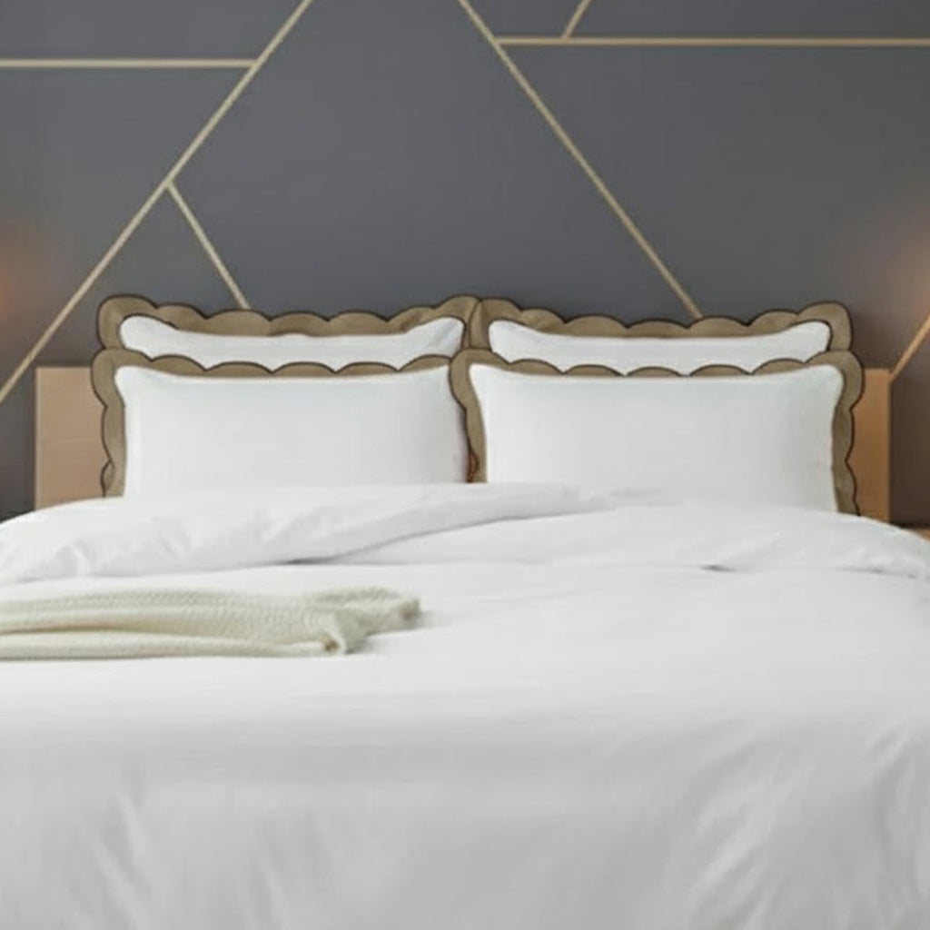 Scalloped & Wavy Applique Embroidery Cotton Duvet Cover Set
