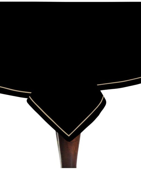 Single Embroidery Border Sateen Cotton Solid Table Cloth - Black