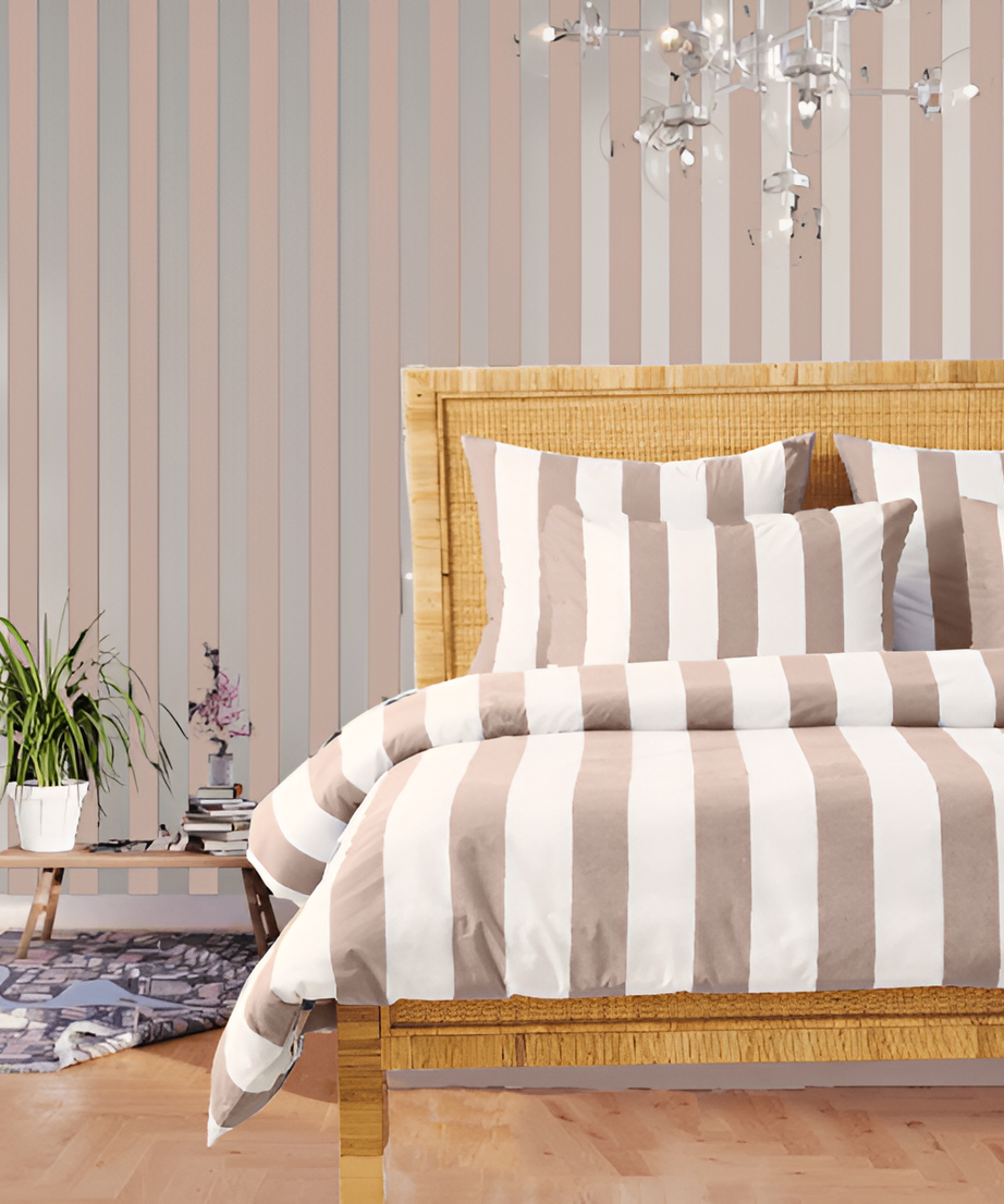 400TC Stripe Border Frame Cotton Sateen Duvet Cover Set