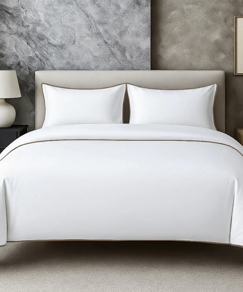 400 TC 100% Tencel Soft Silk Piping Duvet Cover Set