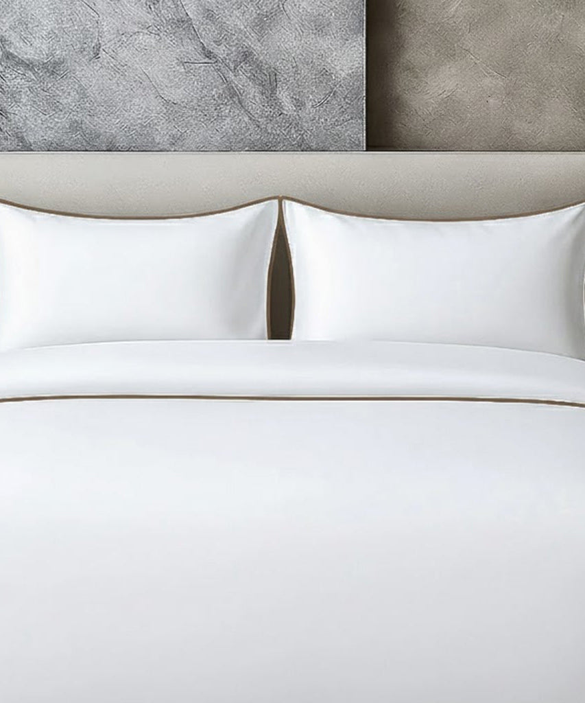 400 TC 100% Tencel Soft Silk Piping Duvet Cover Set