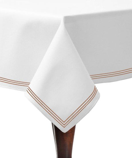 Triple Embroidery Border Sateen Cotton Solid Table Cloth