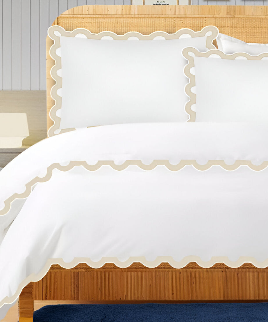 400TC U Shape Applique Embroidery Cotton Duvet Cover Set