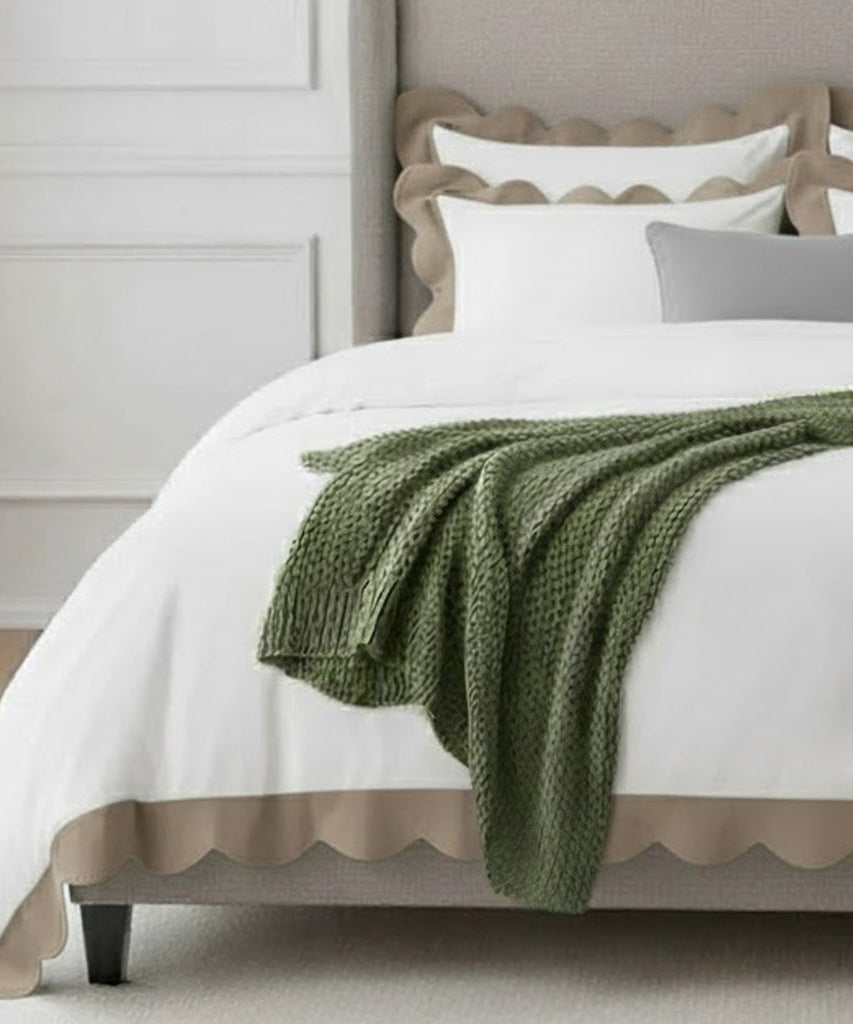 Wavy Applique Embroidery Cotton Duvet Cover Set