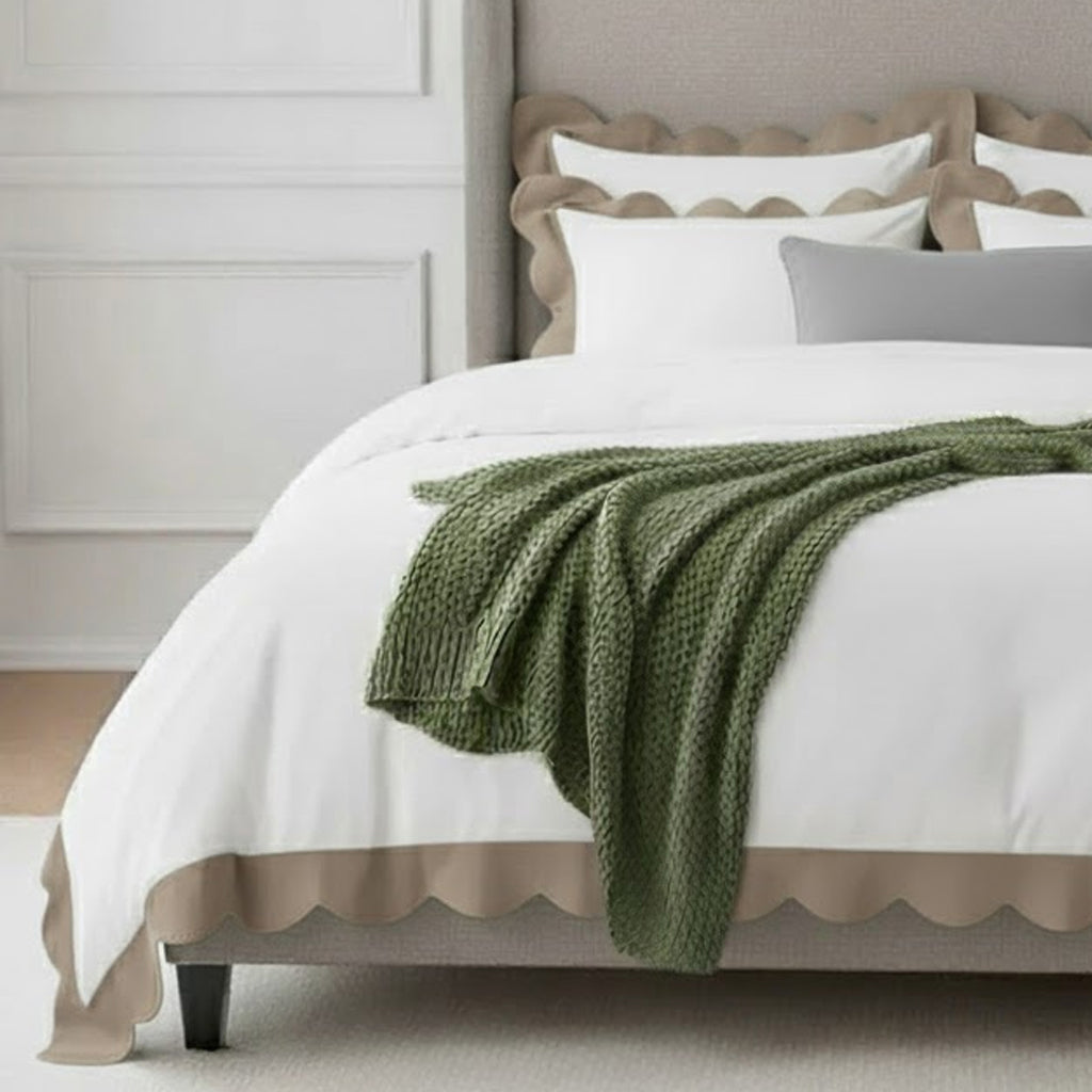 Wavy Applique Embroidery Cotton Duvet Cover Set