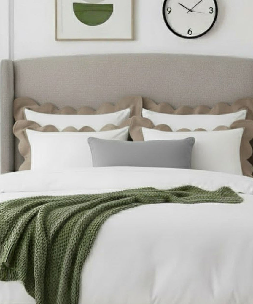 Wavy Applique Embroidery Cotton Duvet Cover Set