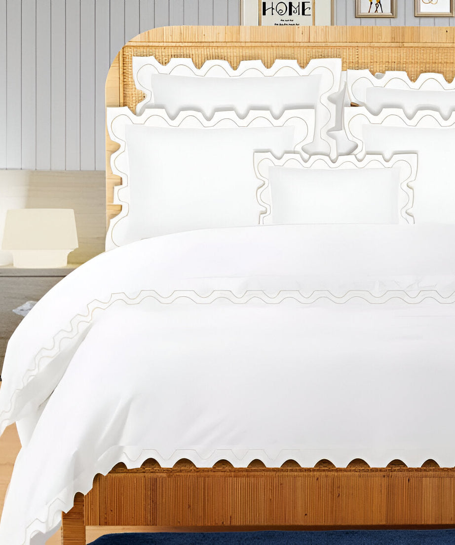 400TC Zig & Zag U Shape Embroidery Cotton Duvet Cover Set