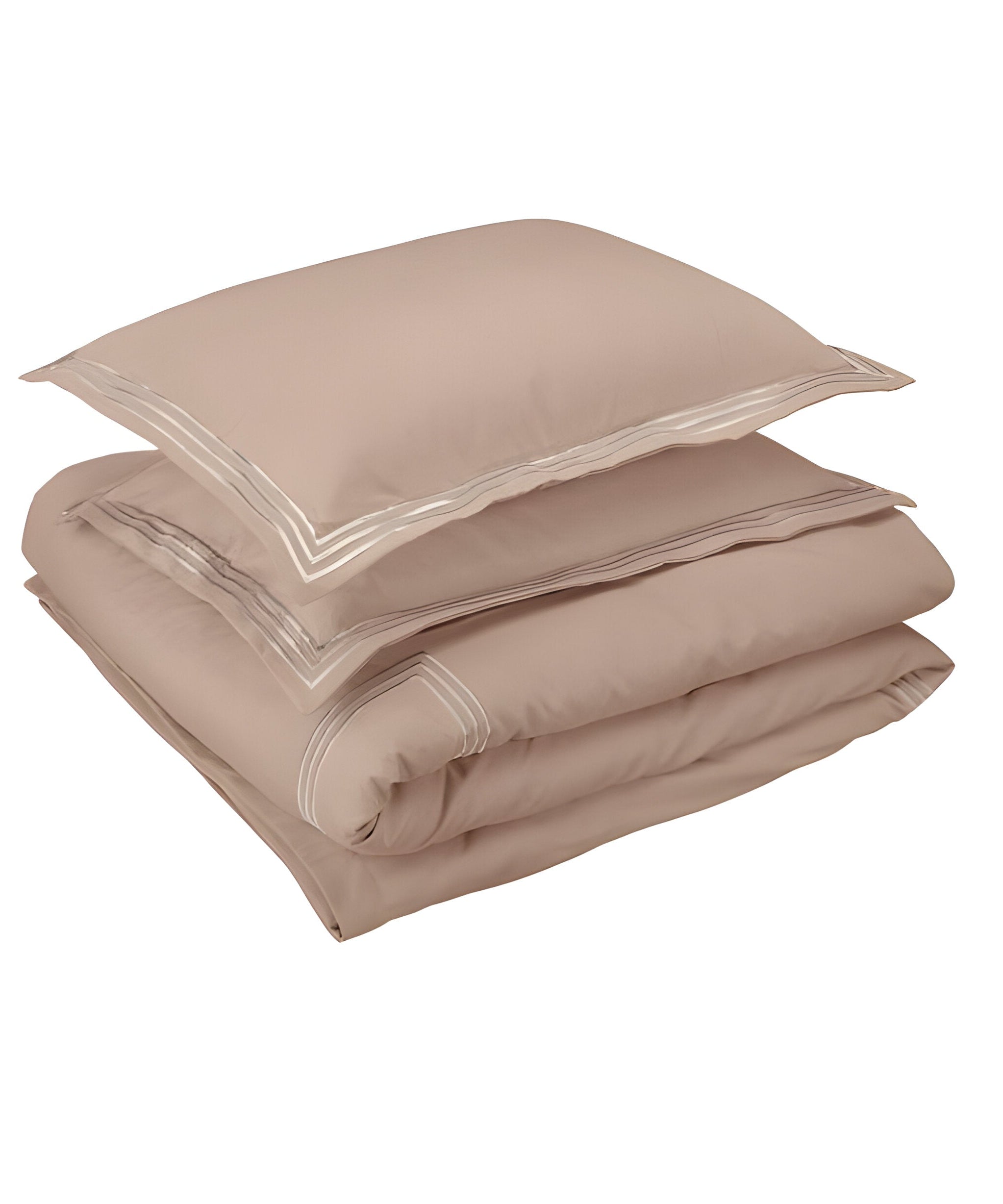 400TC Cotton Luxurious Triple Embroidery Sateen Solid Duvet Cover Set