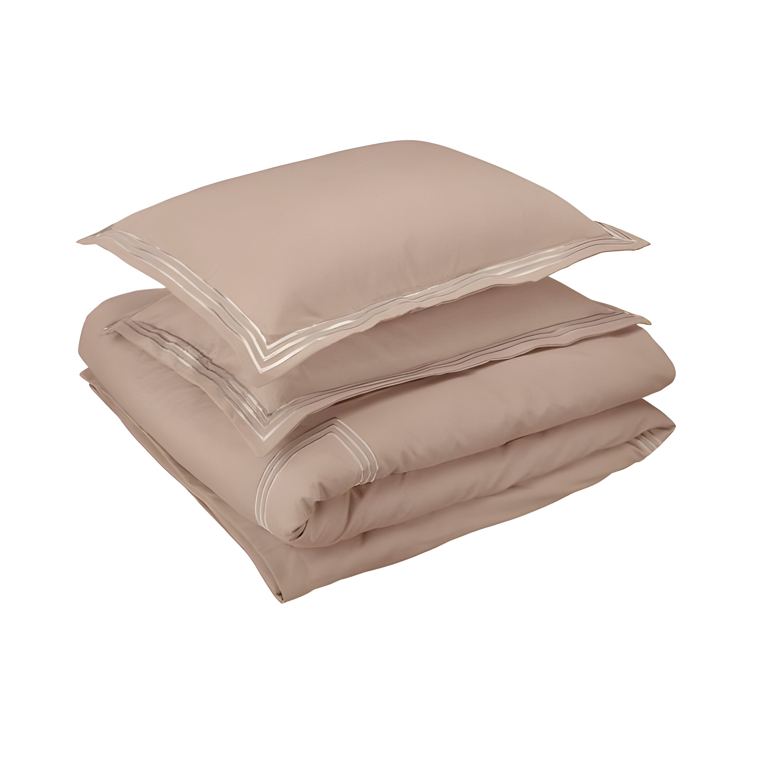400TC Cotton Luxurious Triple Embroidery Sateen Solid Duvet Cover Set