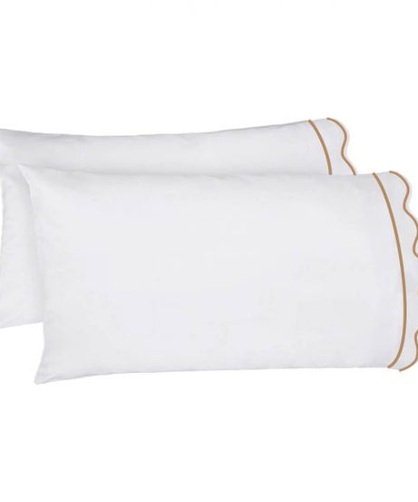 400TC Cotton Scallop Embroidery & Border Sateen Solid Sheet Set