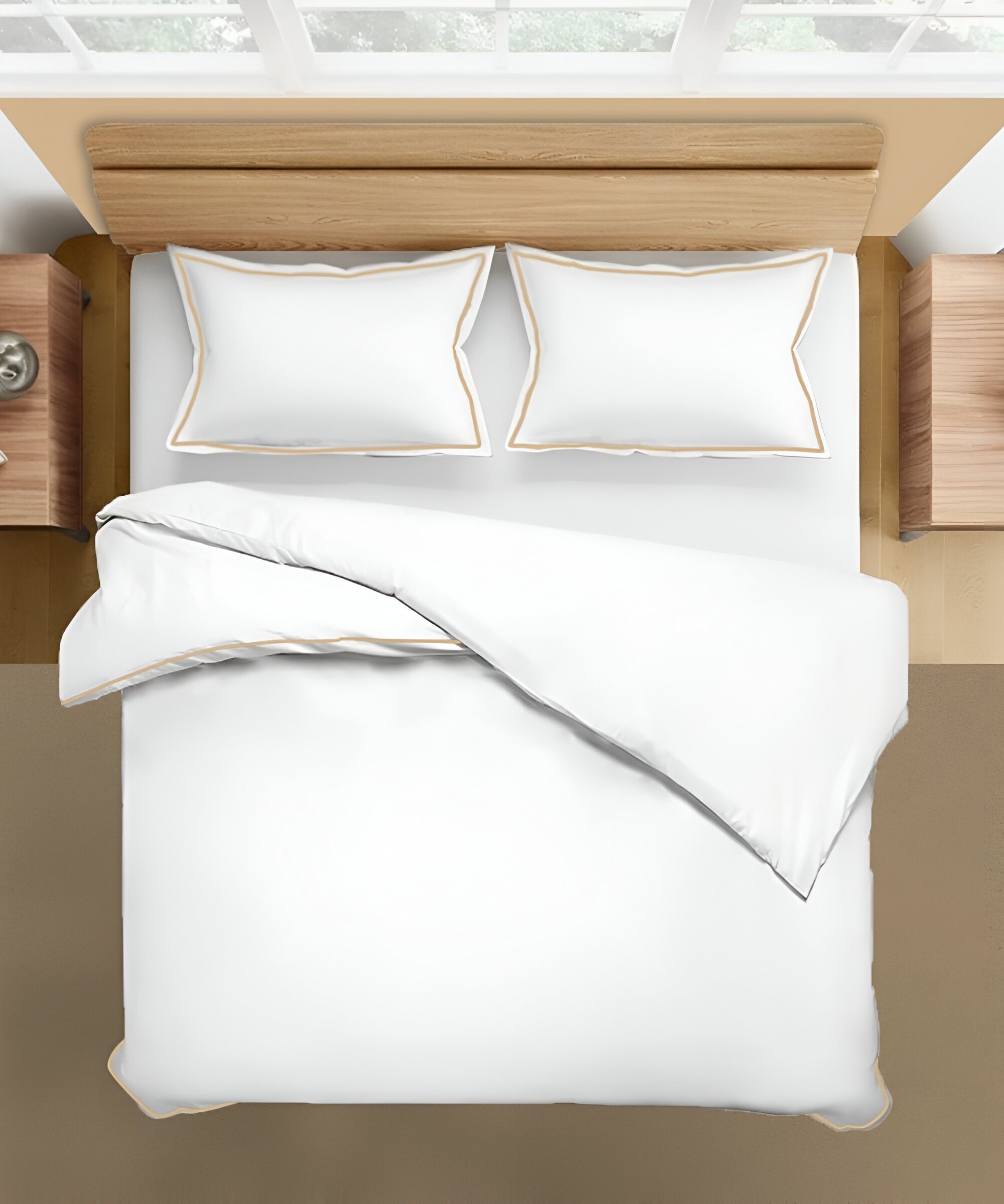 400TC Embroidery Cotton Sateen Solid Duvet Cover Set