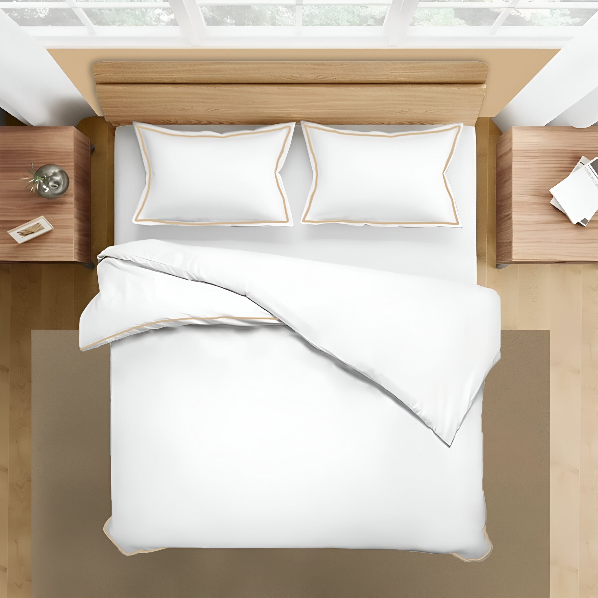 400TC Embroidery Cotton Sateen Solid Duvet Cover Set