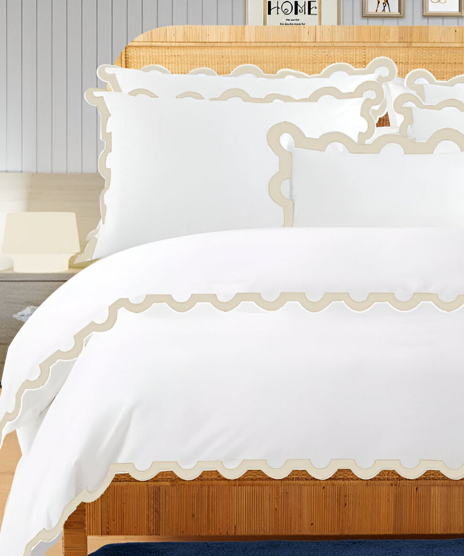 400TC U Shape Applique Embroidery Cotton Duvet Cover Set
