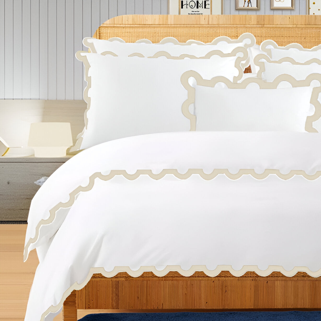 400TC U Shape Applique Embroidery Cotton Duvet Cover Set
