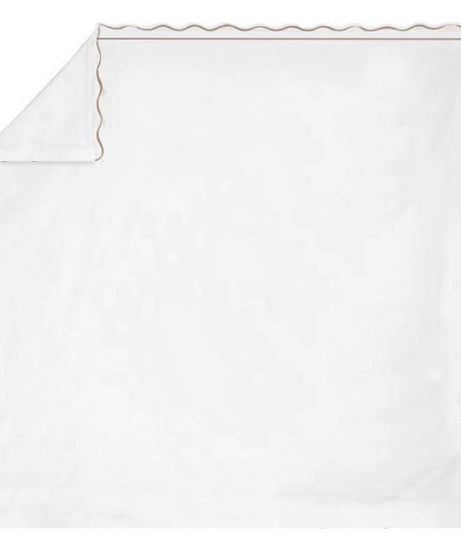 400TC Cotton Scallop Embroidery & Border Sateen Solid Sheet Set